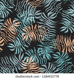 Tropical seamless pattern with leaves.