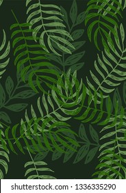 Tropical seamless pattern with leaves.