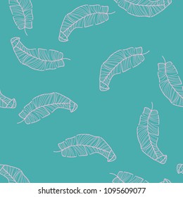 Tropical seamless pattern with leaves. Beautiful tropical isolated leaves. Fashionable summer background with leaves for fabric, wallpaper, paper, covers.