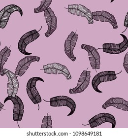 Tropical seamless pattern with leaves. Beautiful tropical isolated leaves. Fashionable summer background with leaves for fabric, wallpaper, paper, covers.