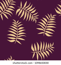 Tropical seamless pattern with leaves. Beautiful tropical isolated leaves. Fashionable summer background with leaves for fabric, wallpaper, paper, covers.