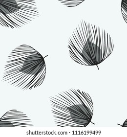Tropical seamless pattern with leaves. Beautiful tropical isolated leaves. Fashionable summer background with leaves for fabric, wallpaper, paper, covers.