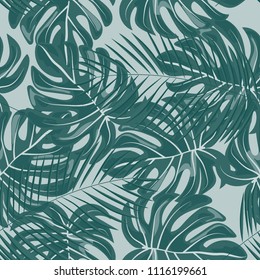 Tropical Palm Leaves Jungle Leaves Seamless Stock Vector (Royalty Free ...