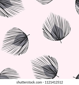 Tropical seamless pattern with leaves. Beautiful tropical isolated leaves. Fashionable summer background with leaves for fabric, wallpaper, paper, covers.