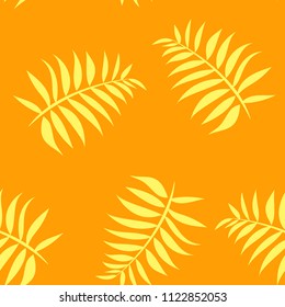 Tropical seamless pattern with leaves. Beautiful tropical isolated leaves. Fashionable summer background with leaves for fabric, wallpaper, paper, covers.
