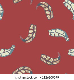Tropical seamless pattern with leaves. Beautiful tropical isolated leaves. Fashionable summer background with leaves for fabric, wallpaper, paper, covers.