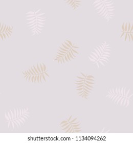 Tropical seamless pattern with leaves. Beautiful tropical isolated leaves. Fashionable summer background with leaves for fabric, wallpaper, paper, covers.