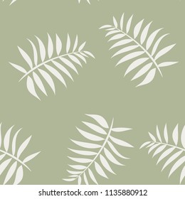 Tropical seamless pattern with leaves. Beautiful tropical isolated leaves. Fashionable summer background with leaves for fabric, wallpaper, paper, covers.