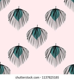 Tropical seamless pattern with leaves. Beautiful tropical isolated leaves. Fashionable summer background with leaves for fabric, wallpaper, paper, covers.