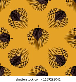 Tropical seamless pattern with leaves. Beautiful tropical isolated leaves. Fashionable summer background with leaves for fabric, wallpaper, paper, covers.