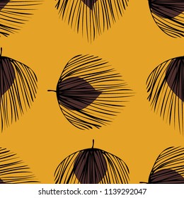 Tropical seamless pattern with leaves. Beautiful tropical isolated leaves. Fashionable summer background with leaves for fabric, wallpaper, paper, covers.