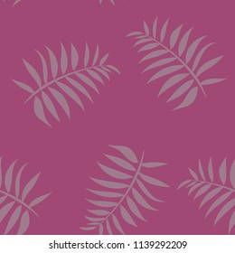 Tropical seamless pattern with leaves. Beautiful tropical isolated leaves. Fashionable summer background with leaves for fabric, wallpaper, paper, covers.