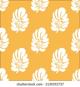 Tropical seamless pattern with leaves. Beautiful tropical isolated leaves. Fashionable summer background with leaves for fabric, wallpaper, paper, covers.