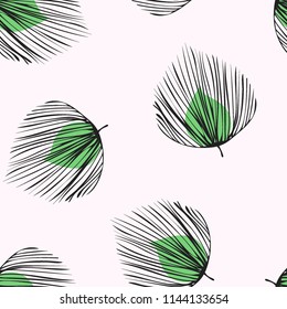 Tropical seamless pattern with leaves. Beautiful tropical isolated leaves. Fashionable summer background with leaves for fabric, wallpaper, paper, covers.