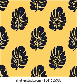 Tropical seamless pattern with leaves. Beautiful tropical isolated leaves. Fashionable summer background with leaves for fabric, wallpaper, paper, covers.