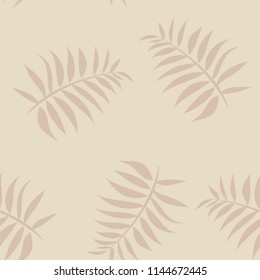 Tropical seamless pattern with leaves. Beautiful tropical isolated leaves. Fashionable summer background with leaves for fabric, wallpaper, paper, covers.