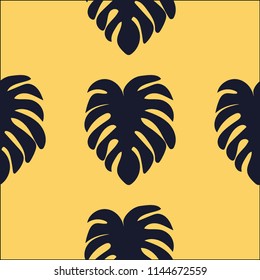 Tropical seamless pattern with leaves. Beautiful tropical isolated leaves. Fashionable summer background with leaves for fabric, wallpaper, paper, covers.
