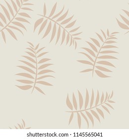Tropical seamless pattern with leaves. Beautiful tropical isolated leaves. Fashionable summer background with leaves for fabric, wallpaper, paper, covers.