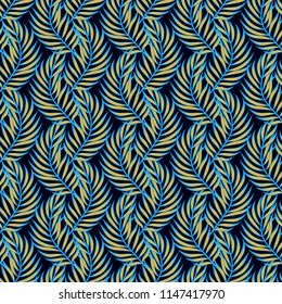 Tropical seamless pattern with leaves. Beautiful tropical isolated leaves. Fashionable summer background with leaves for fabric, wallpaper, paper, covers.