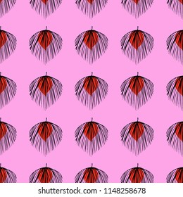 Tropical seamless pattern with leaves. Beautiful tropical isolated leaves. Fashionable summer background with leaves for fabric, wallpaper, paper, covers.