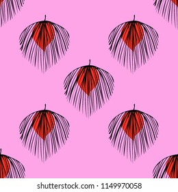 Tropical seamless pattern with leaves. Beautiful tropical isolated leaves. Fashionable summer background with leaves for fabric, wallpaper, paper, covers.