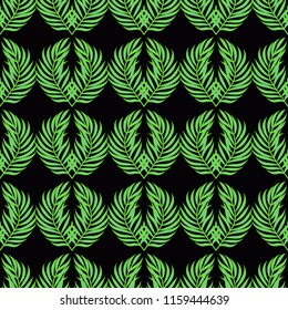 Tropical seamless pattern with leaves. Beautiful tropical isolated leaves. Fashionable summer background with leaves for fabric, wallpaper, paper, covers.
