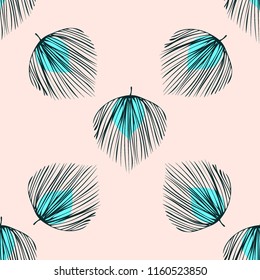 Tropical seamless pattern with leaves. Beautiful tropical isolated leaves. Fashionable summer background with leaves for fabric, wallpaper, paper, covers.