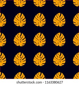 Tropical seamless pattern with leaves. Beautiful tropical isolated leaves. Fashionable summer background with leaves for fabric, wallpaper, paper, covers.