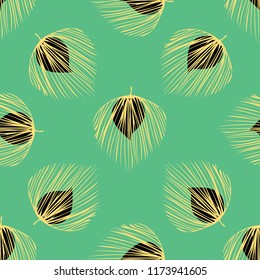 Tropical seamless pattern with leaves. Beautiful tropical isolated leaves. Fashionable summer background with leaves for fabric, wallpaper, paper, covers.