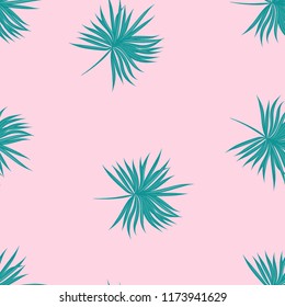 Tropical seamless pattern with leaves. Beautiful tropical isolated leaves. Fashionable summer background with leaves for fabric, wallpaper, paper, covers.