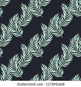 Tropical seamless pattern with leaves. Beautiful tropical isolated leaves. Fashionable summer background with leaves for fabric, wallpaper, paper, covers.