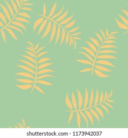 Tropical seamless pattern with leaves. Beautiful tropical isolated leaves. Fashionable summer background with leaves for fabric, wallpaper, paper, covers.