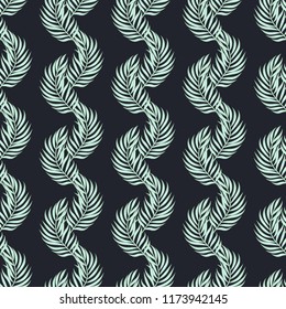 Tropical seamless pattern with leaves. Beautiful tropical isolated leaves. Fashionable summer background with leaves for fabric, wallpaper, paper, covers.