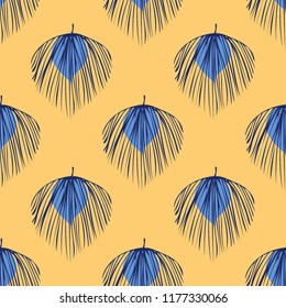 Tropical seamless pattern with leaves. Beautiful tropical isolated leaves. Fashionable summer background with leaves for fabric, wallpaper, paper, covers.