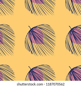 Tropical seamless pattern with leaves. Beautiful tropical isolated leaves. Fashionable summer background with leaves for fabric, wallpaper, paper, covers.