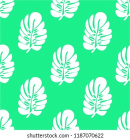 Tropical seamless pattern with leaves. Beautiful tropical isolated leaves. Fashionable summer background with leaves for fabric, wallpaper, paper, covers.