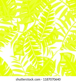 Tropical seamless pattern with leaves. Beautiful tropical isolated leaves. Fashionable summer background with leaves for fabric, wallpaper, paper, covers.