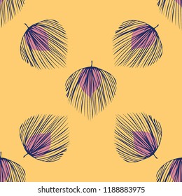 Tropical seamless pattern with leaves. Beautiful tropical isolated leaves. Fashionable summer background with leaves for fabric, wallpaper, paper, covers.