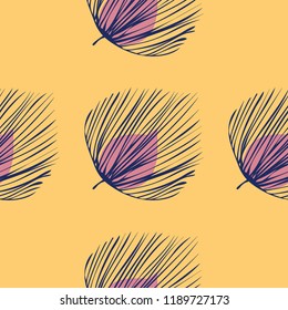 Tropical seamless pattern with leaves. Beautiful tropical isolated leaves. Fashionable summer background with leaves for fabric, wallpaper, paper, covers.