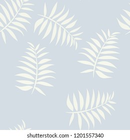 Tropical seamless pattern with leaves. Beautiful tropical isolated leaves. Fashionable summer background with leaves for fabric, wallpaper, paper, covers.