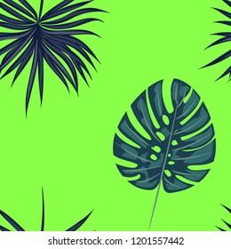 Tropical seamless pattern with leaves. Beautiful tropical isolated leaves. Fashionable summer background with leaves for fabric, wallpaper, paper, covers.