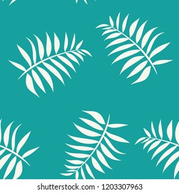 Tropical seamless pattern with leaves. Beautiful tropical isolated leaves. Fashionable summer background with leaves for fabric, wallpaper, paper, covers.