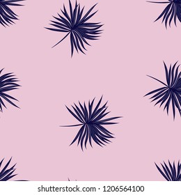 Tropical seamless pattern with leaves. Beautiful tropical isolated leaves. Fashionable summer background with leaves for fabric, wallpaper, paper, covers.