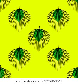 Tropical seamless pattern with leaves. Beautiful tropical isolated leaves. Fashionable summer background with leaves for fabric, wallpaper, paper, covers.