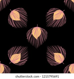 Tropical seamless pattern with leaves. Beautiful tropical isolated leaves. Fashionable summer background with leaves for fabric, wallpaper, paper, covers.