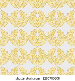 Tropical seamless pattern with leaves. Beautiful tropical isolated leaves. Fashionable summer background with leaves for fabric, wallpaper, paper, covers.