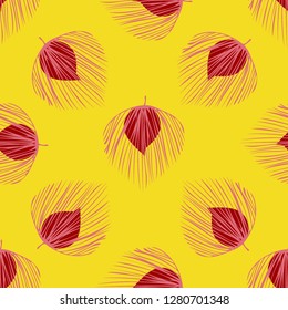 Tropical seamless pattern with leaves. Beautiful tropical isolated leaves. Fashionable summer background with leaves for fabric, wallpaper, paper, covers.