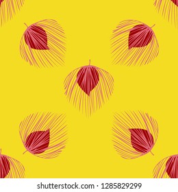 Tropical seamless pattern with leaves. Beautiful tropical isolated leaves. Fashionable summer background with leaves for fabric, wallpaper, paper, covers.