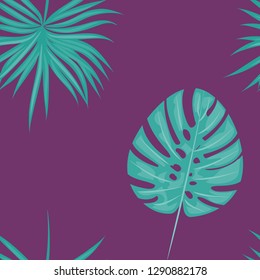 Tropical seamless pattern with leaves. Beautiful tropical isolated leaves. Fashionable summer background with leaves for fabric, wallpaper, paper, covers.