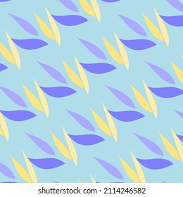 Tropical seamless pattern. Leaves pattern. Blue background.